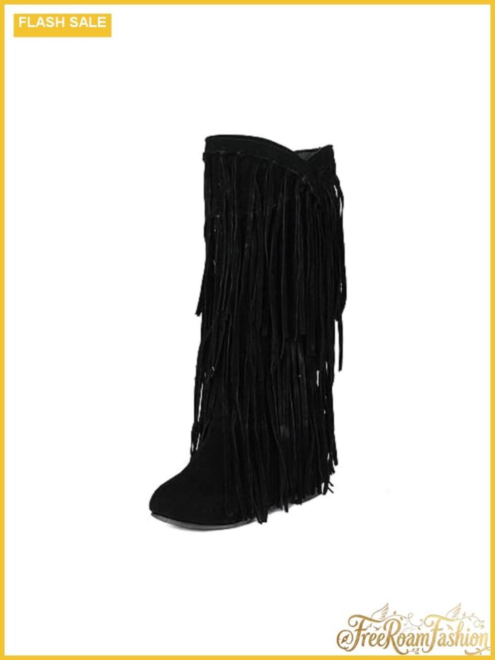 Women's Fringe Western Knee-High Boots Hidden Heel Man-Made